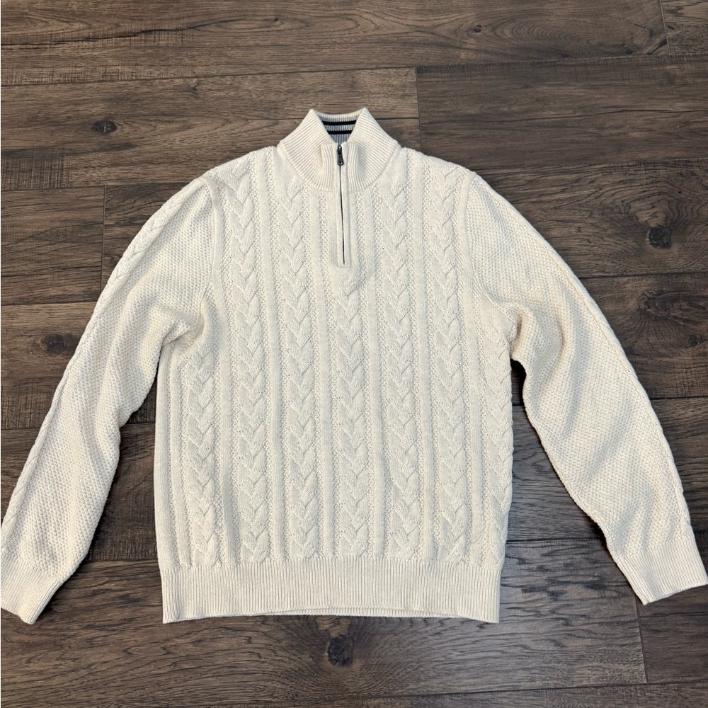 Nautica Men's Zip Up Sweater in Cream